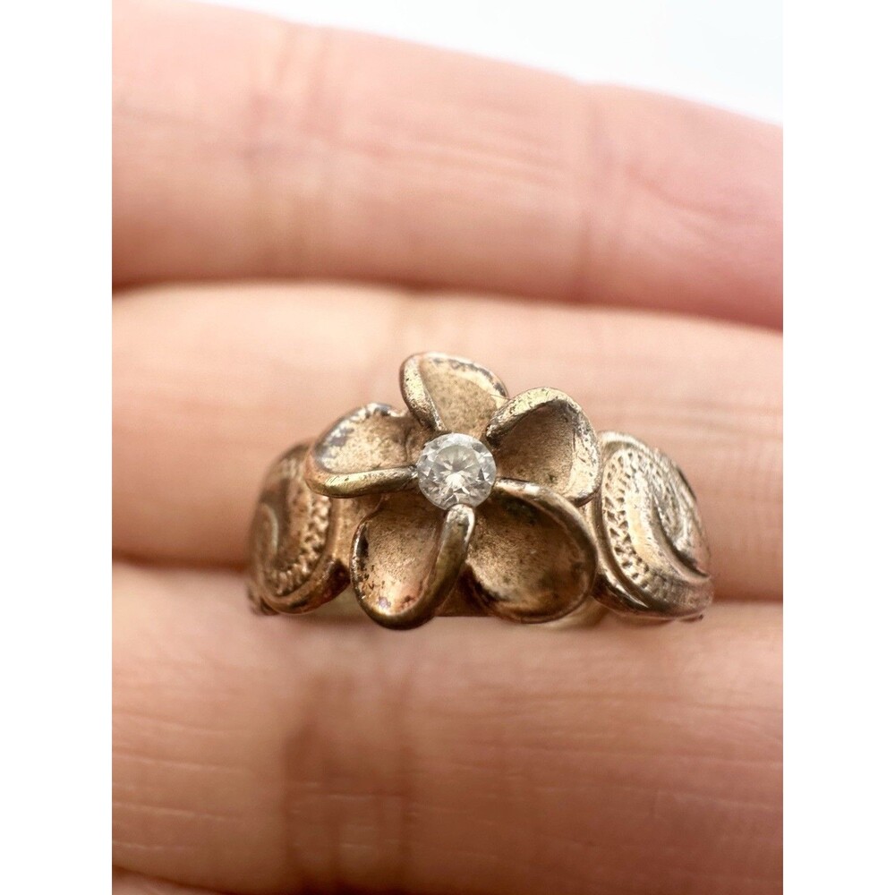 Gold Tone Hawaiian Plumeria Toe Ring Size 2.85